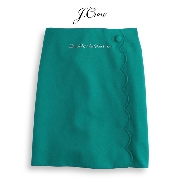 J.Crew teal a-line scalloped faux wrap mini skirt *shop@iamwarrior - Picture 2 of 10